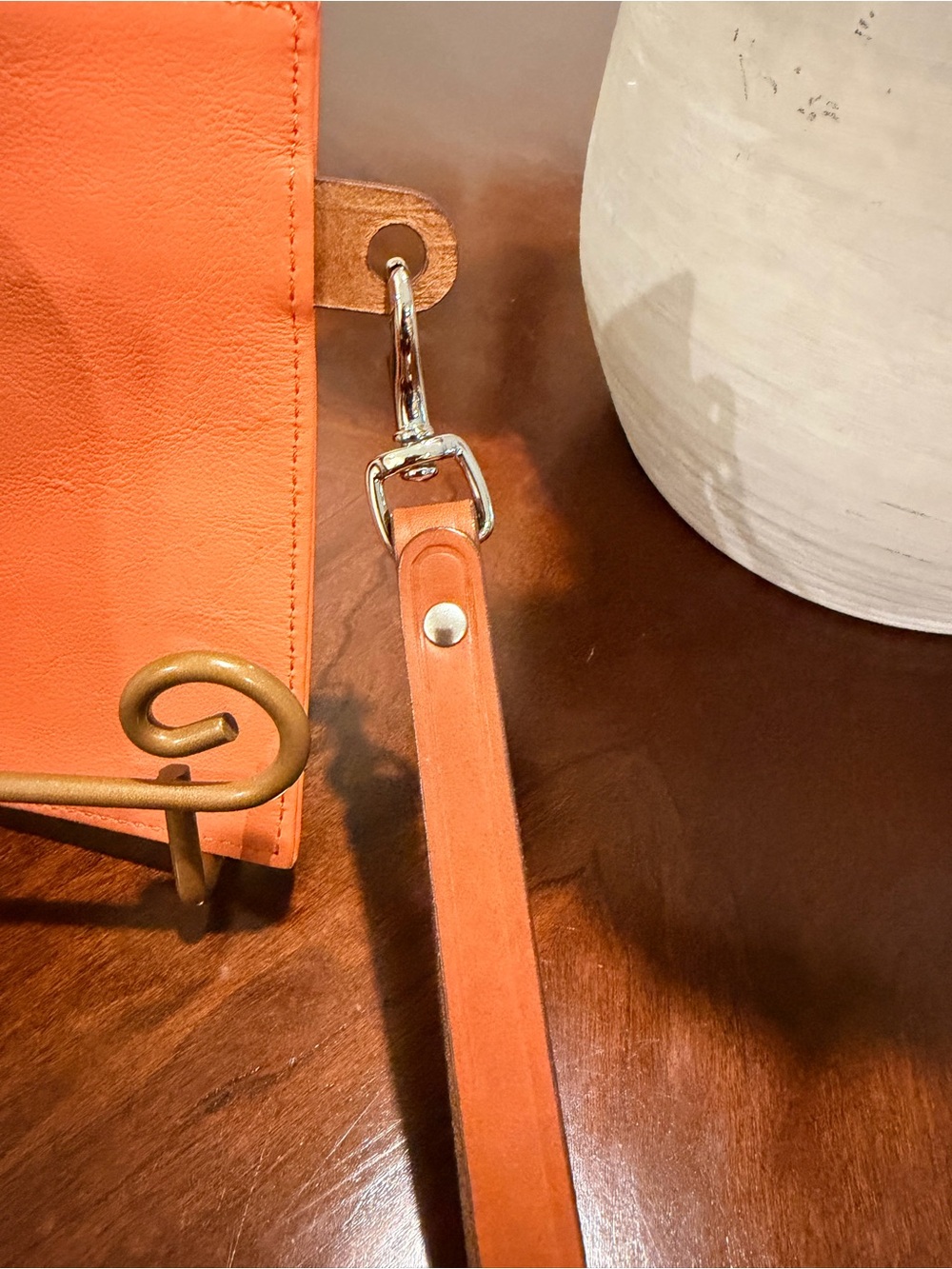 Dooney & Bourke Orange Leather Wristlet - Picture 3 of 9